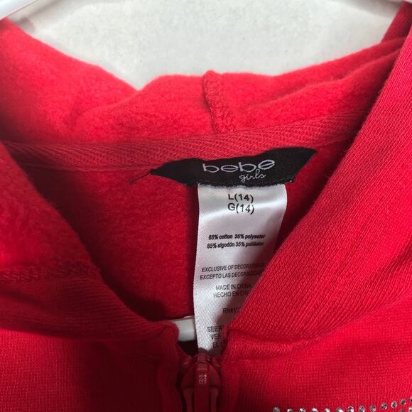NWT Bebe Girls Red Spell Out Logo Red Hoodie - Picture 7 of 7
